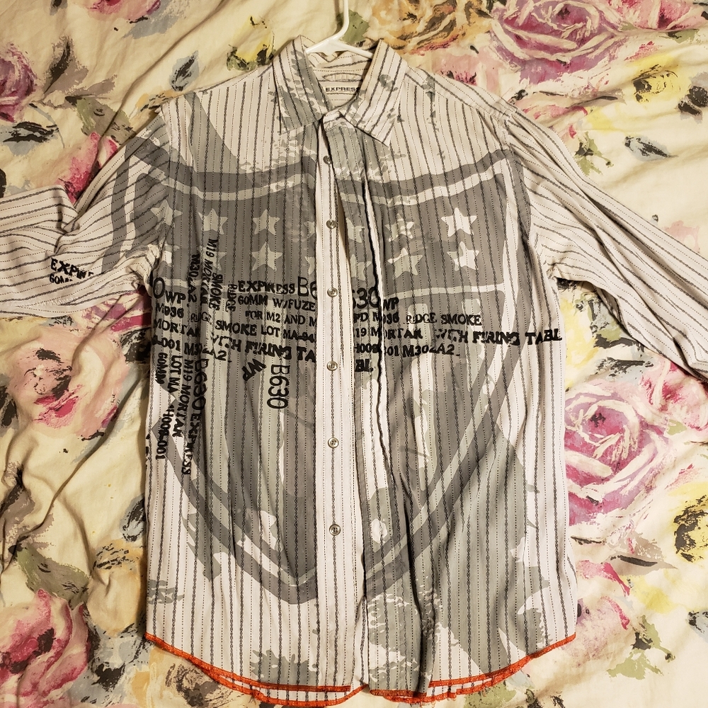 Express mens long-sleeved button down